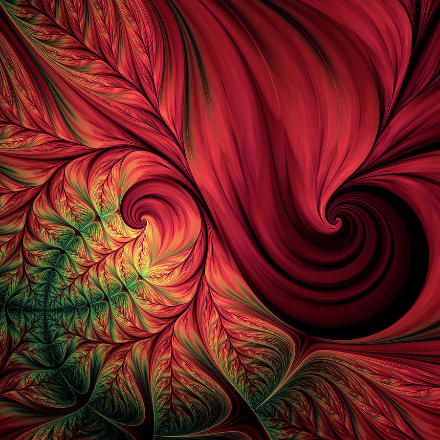 Scarlet Passion Abstract Digital Art by Georgiana Romanovna