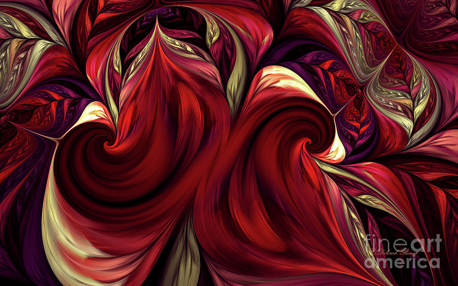 Swirl Digital Art - Scarlet Red by Deborah Benoit