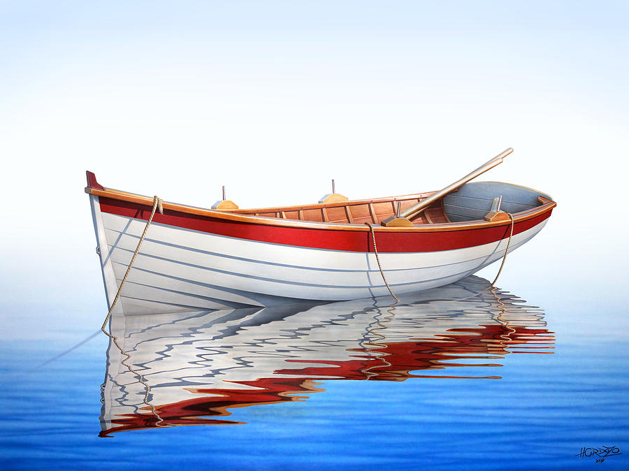 Boat Painting - Scarlet Reflections by Horacio Cardozo