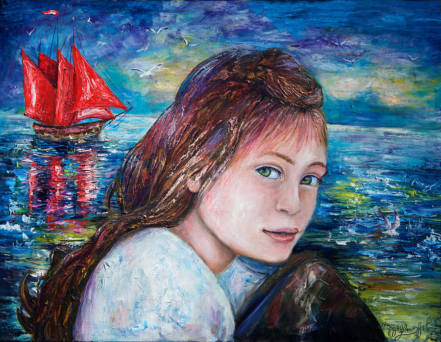 Scarlet Sails Painting by Lena Owens - OLena Art Vibrant Palette Knife and Graphic Design
