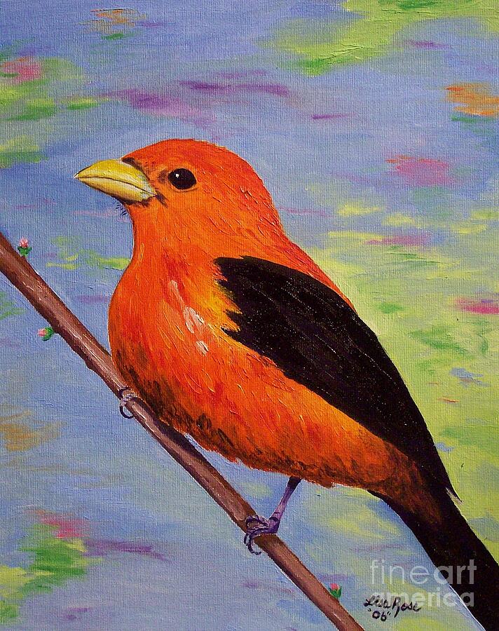 Scarlet Tanager Painting by Lisa Rose Musselwhite