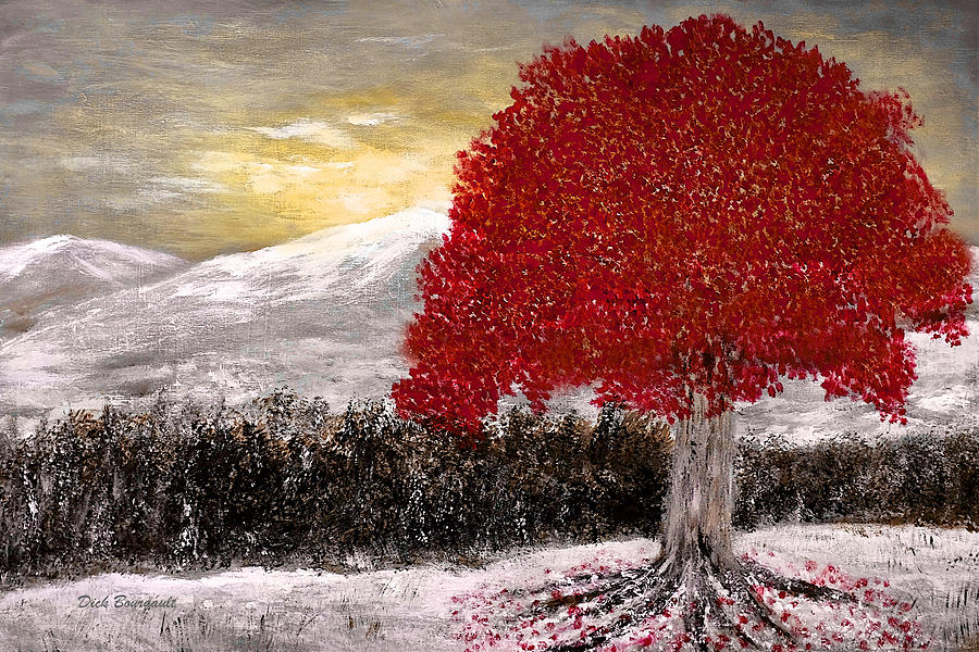 Scarlet Tree Painting by Dick Bourgault