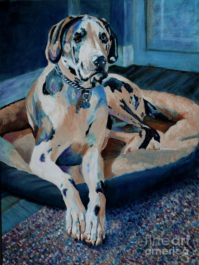Dog Painting - Scarlett in Blue by Jackie MacNair