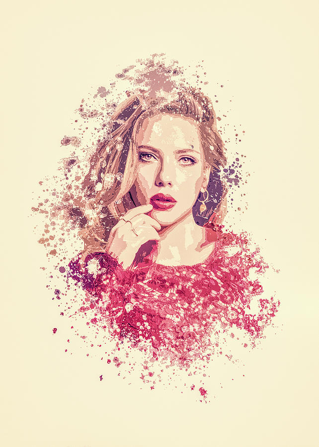 Scarlett Johansson Painting - Scarlett Johansson splatter painting by Milani P