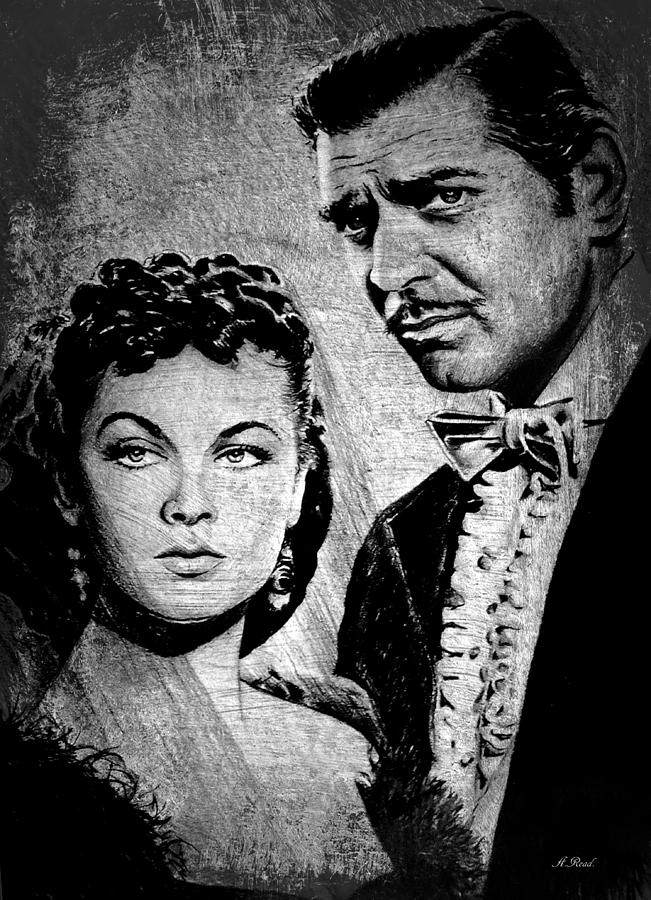 Gone With The Wind Drawing - Scarlett O Hara and Rhett Butler by Andrew Read