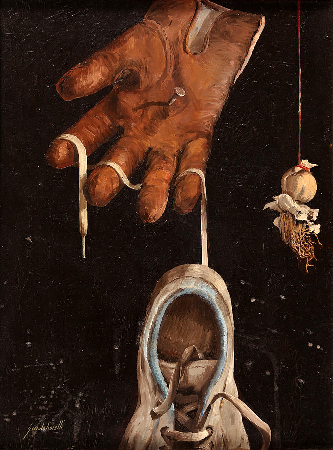 Glove Painting - Scarpa Stringa Guanto Aglio by Guido Borelli