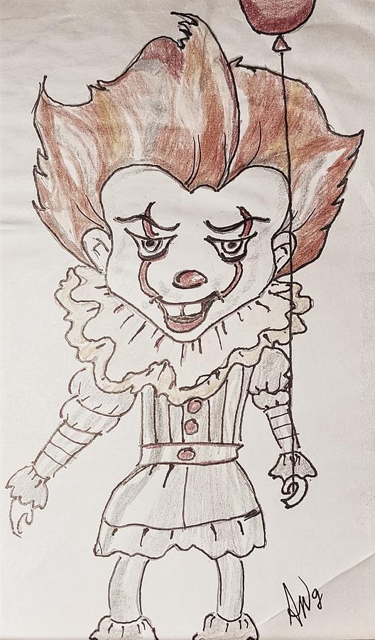 Pennywise Drawing Scary Clown Drawing Pennywise Painting Horror Drawing ...