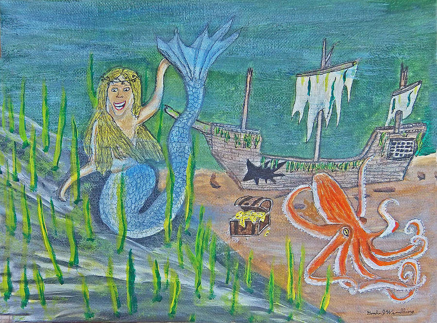 Scary Mermaid Painting by Gordon Wendling