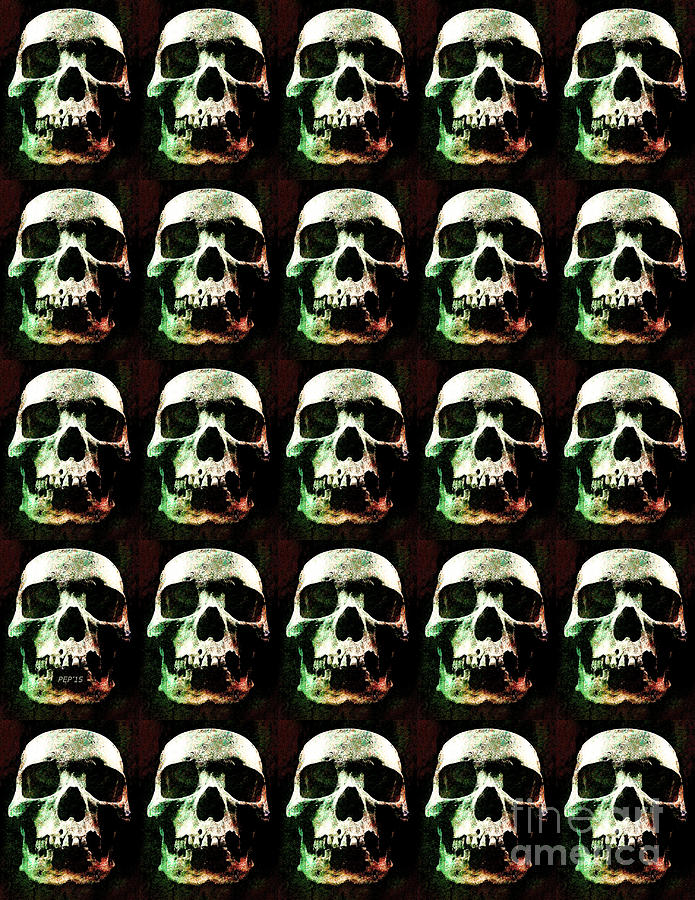 Scary Skulls Grunge Graphic Digital Art by Phil Perkins