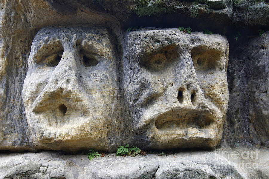 Landmark Photograph - Scary Stone Heads by Michal Boubin