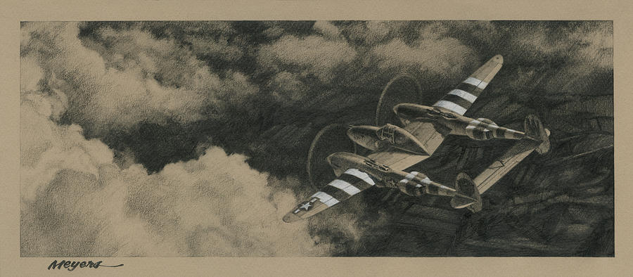 P-38 Drawing - Scat II by Wade Meyers
