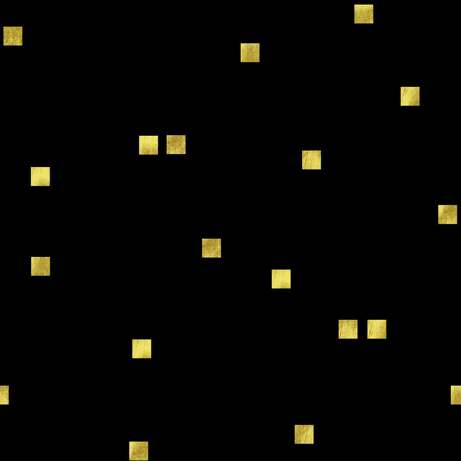 Pattern Digital Art - Scattered gold square Confetti gold glitter confetti on black by Tina Lavoie