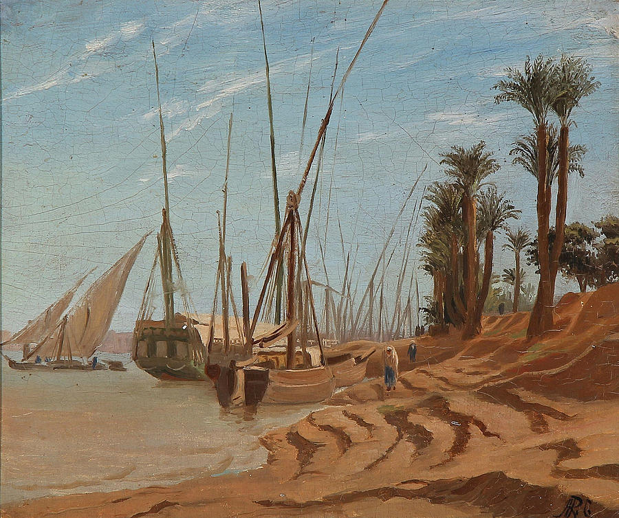 Scene Along the Nile Painting by Andreas Riis Carstensen