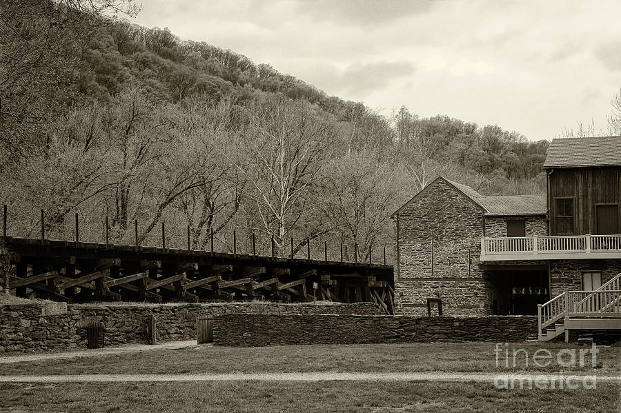 Scene at Harpers Ferry in Sepia Photograph by Karen Adams