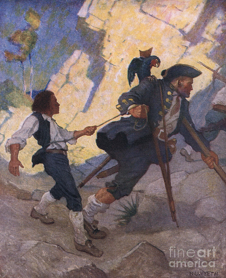 Parrot Painting - Scene from Treasure Island by Newell Convers Wyeth
