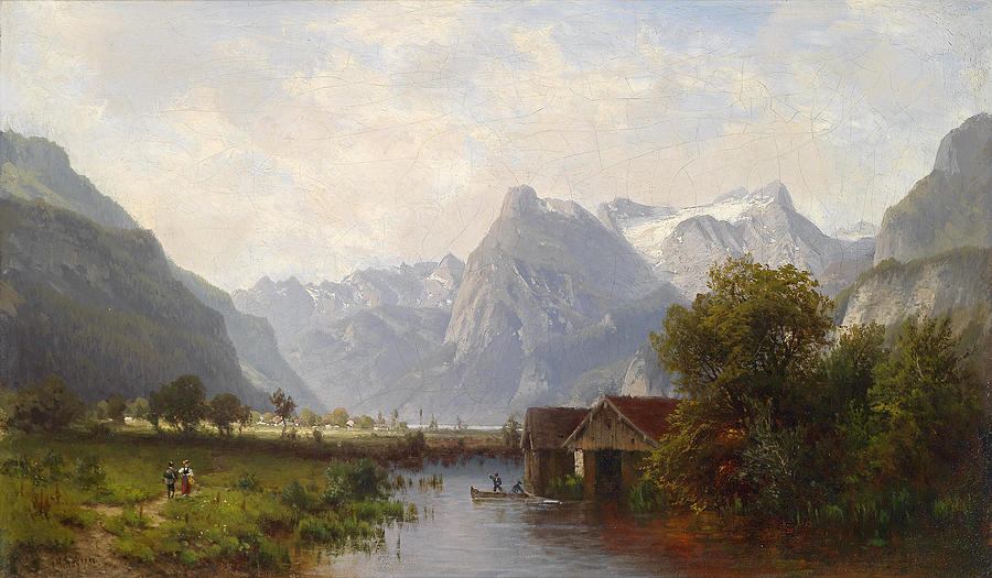 Scene of Lake Lucerne Painting by Joseph Schoyerer