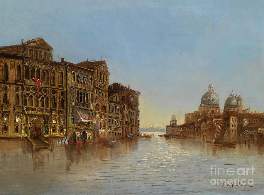 Scene of Venice with a View of the Santa Maria della Salute Painting by Celestial Images
