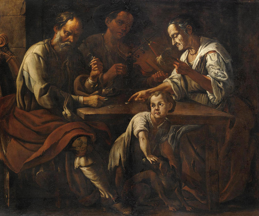 Scene with Players and a Child Painting by Giuseppe Romani - Fine Art ...