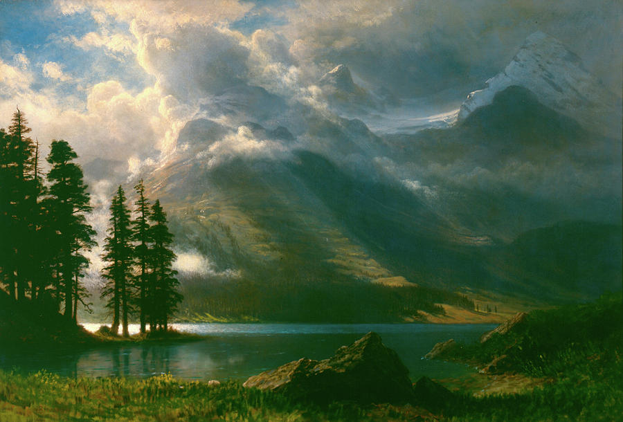 The Grand Tetons stunning landscape no framed Oil painting Albert Bierstadt 