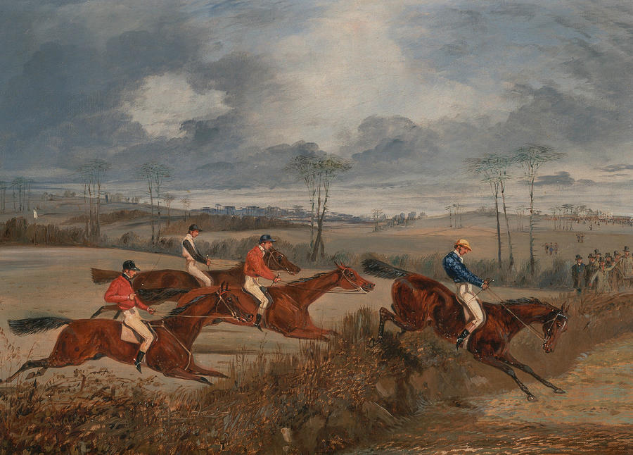 Scenes from a Steeplechase - Taking a Hedge Painting by Henry Thomas Alken
