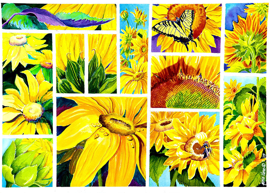 Scenes of Sunflowers Painting by Janis Grau