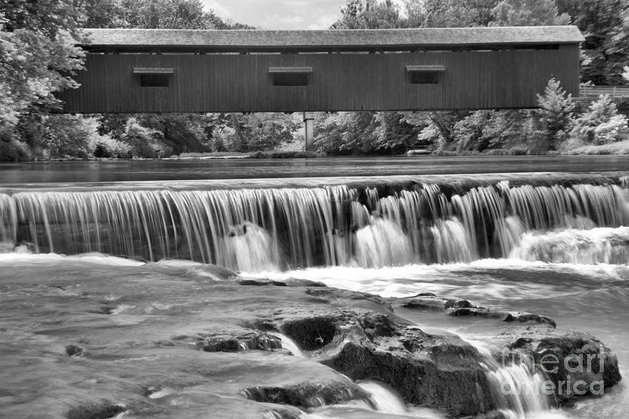 Scenic Cataract Falls Bridge Black And White Photograph by Adam Jewell