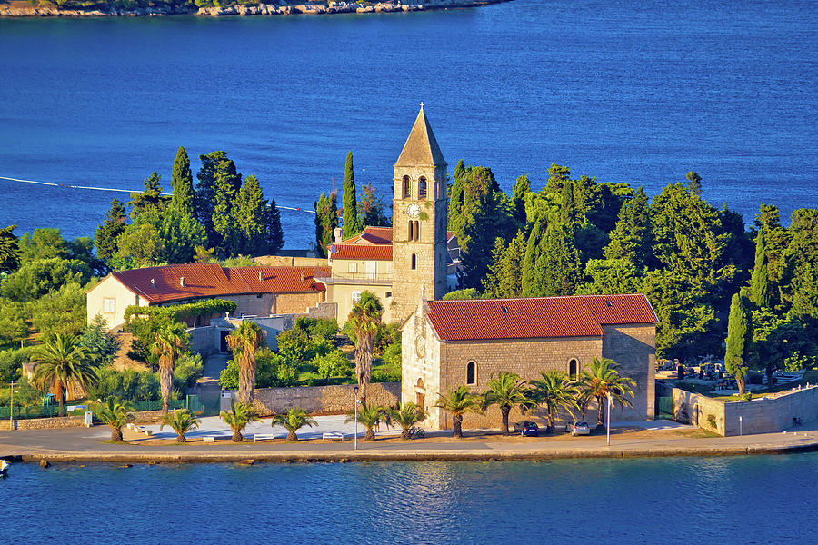 Scenic island of Vis church and waterfront view Photograph by Brch Photography