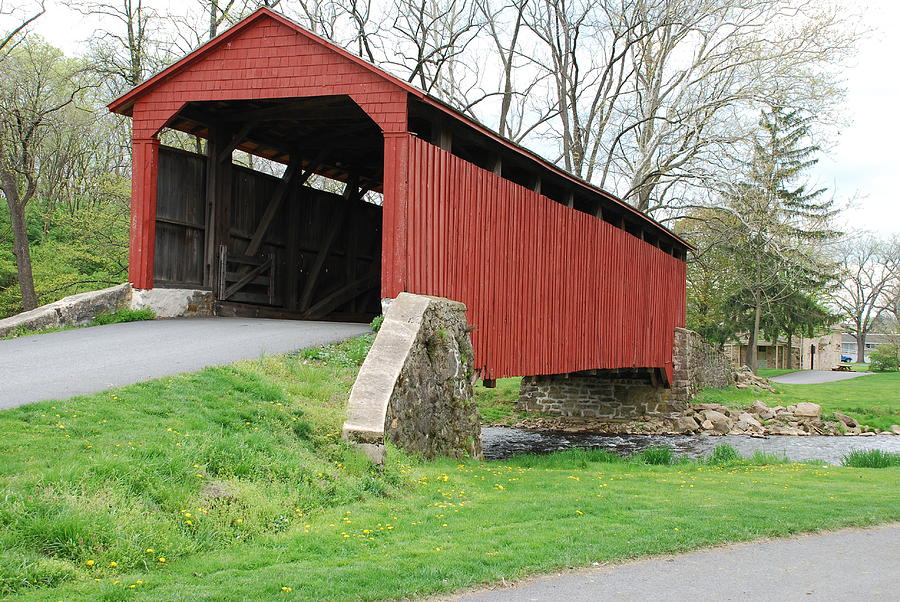 Transportation Photograph - Scenic Red Covered Bridge by Brian Williams
