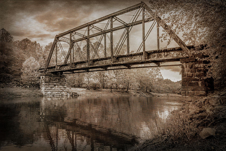 Scenic Trestle in the Smoky Mountains in Antique Sepia Tones Photograph by Debra and Dave Vanderlaan