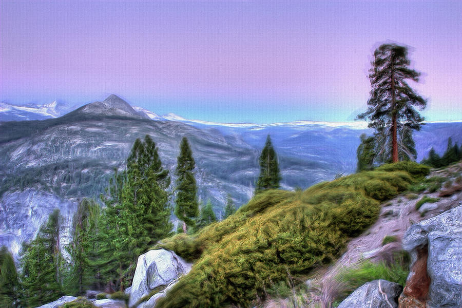 Yosemite National Park Painting - Scenic View from Yosemite Glacier Point AP by Dan Carmichael