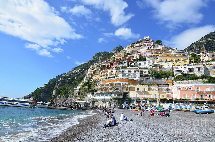 Scenic Views of Positano from the Beach in Italy Photograph by DejaVu Designs