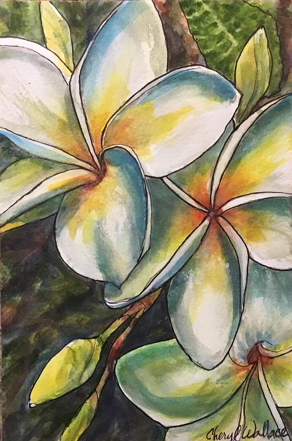 Scent of Plumeria Painting by Cheryl Wallace