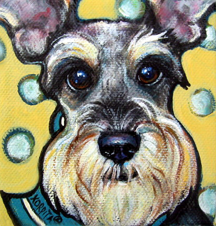 Dog Painting - Schnauzer with Polkadots by Rebecca Korpita