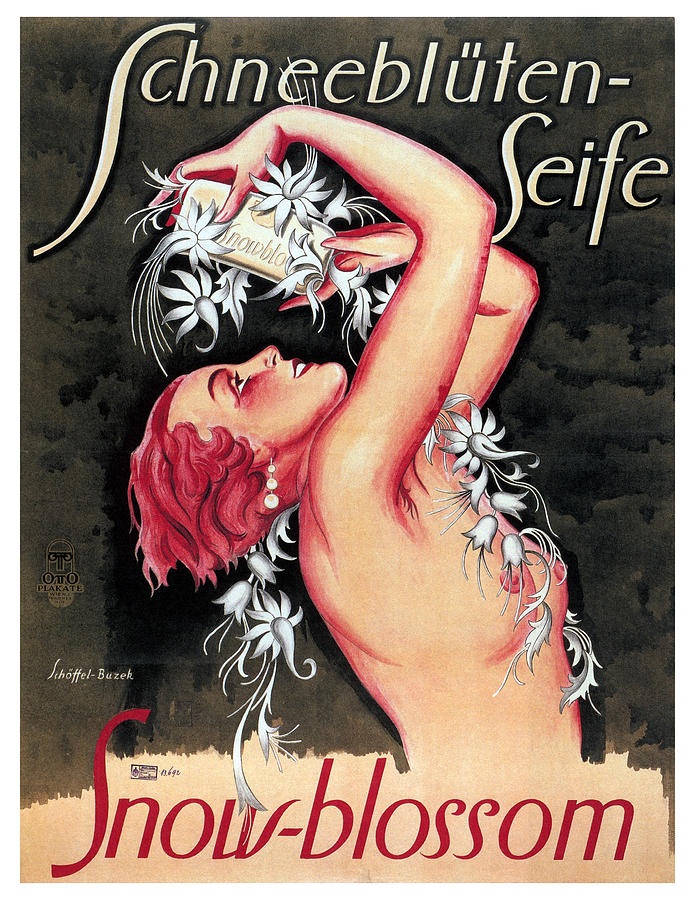 Vintage Mixed Media - Schneebluten-Seife - Snow Bleed Soap - Vintage Advertising Poster by Studio Grafiikka
