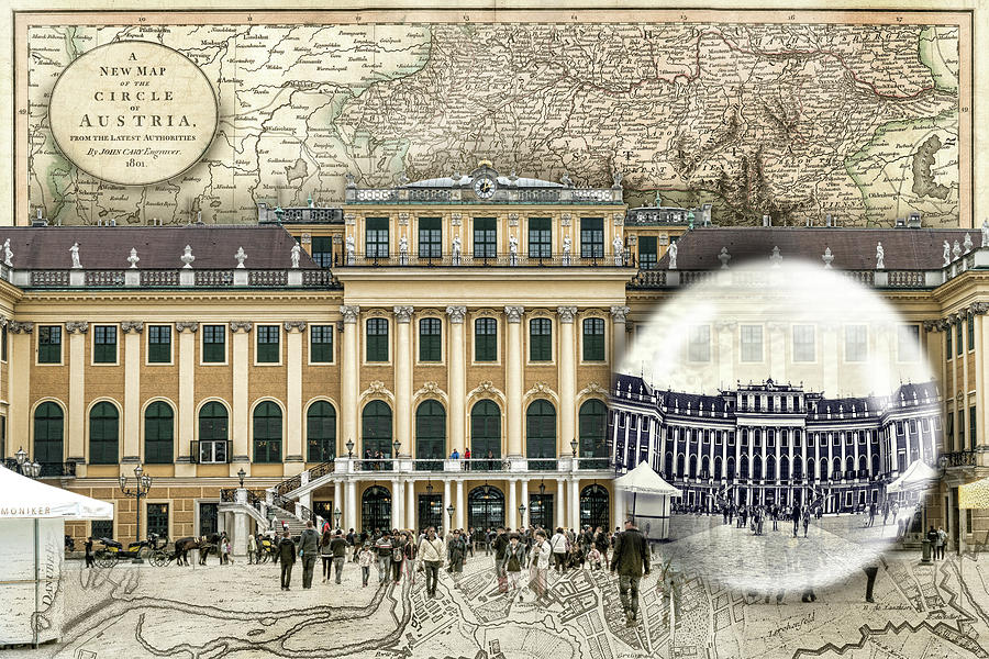 Schonbrunn Palace Vienna Travel Map Photograph by Sharon Popek