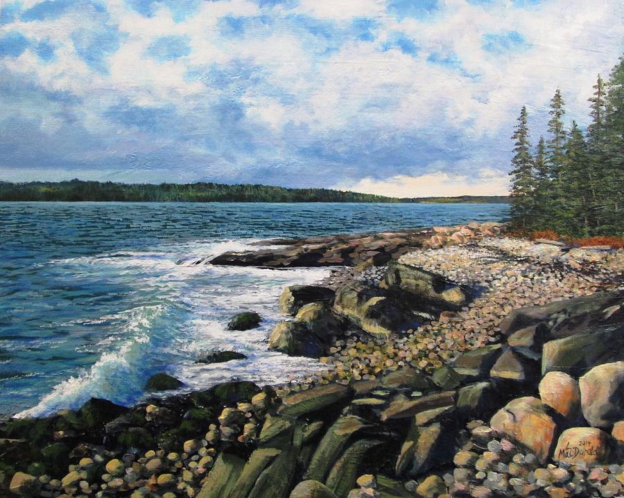 Schoodic Coastline Acadia Painting by Lori MacDonald - Fine Art America