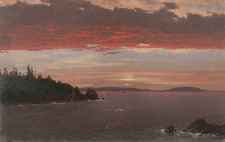 Schoodic Peninsula from Mount Desert at Sunrise Painting by Frederic Edwin Church