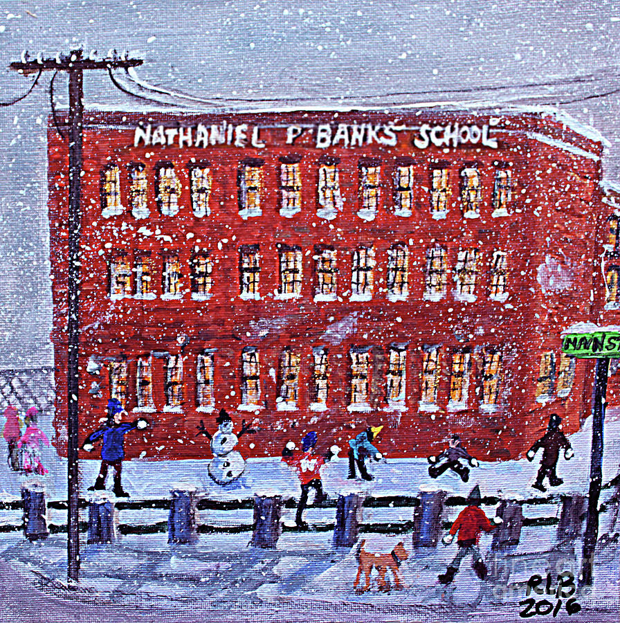 School Banks Square Painting by Rita Brown