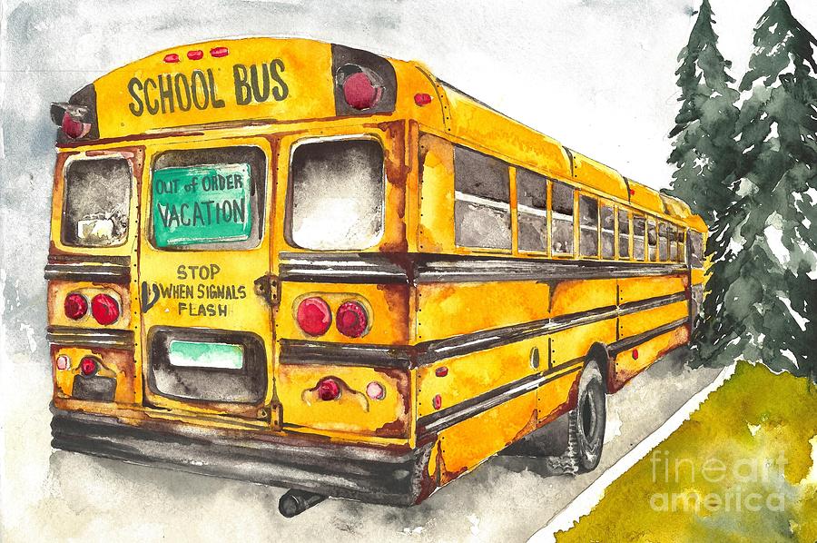 School Bus Painting by Norah Daily