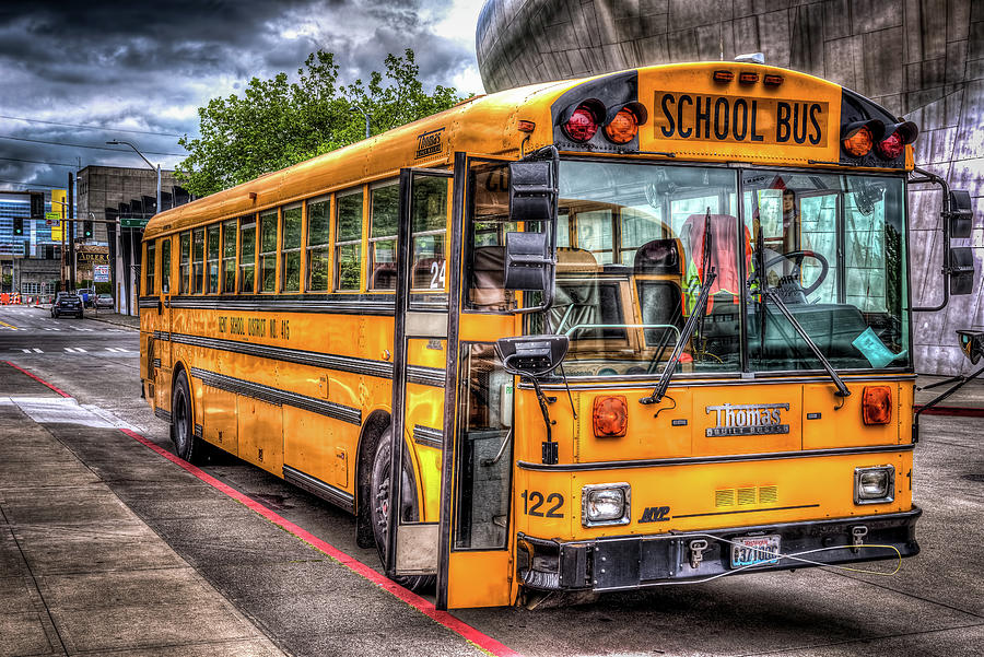 Seattle Photograph - School Bus by Spencer McDonald