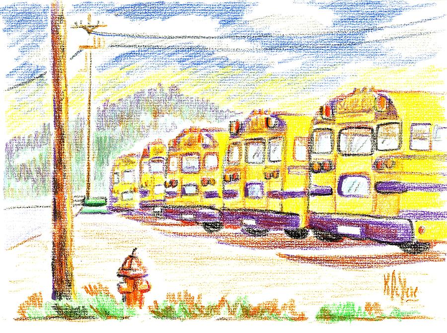 Transportation Mixed Media - School Bussiness by Kip DeVore