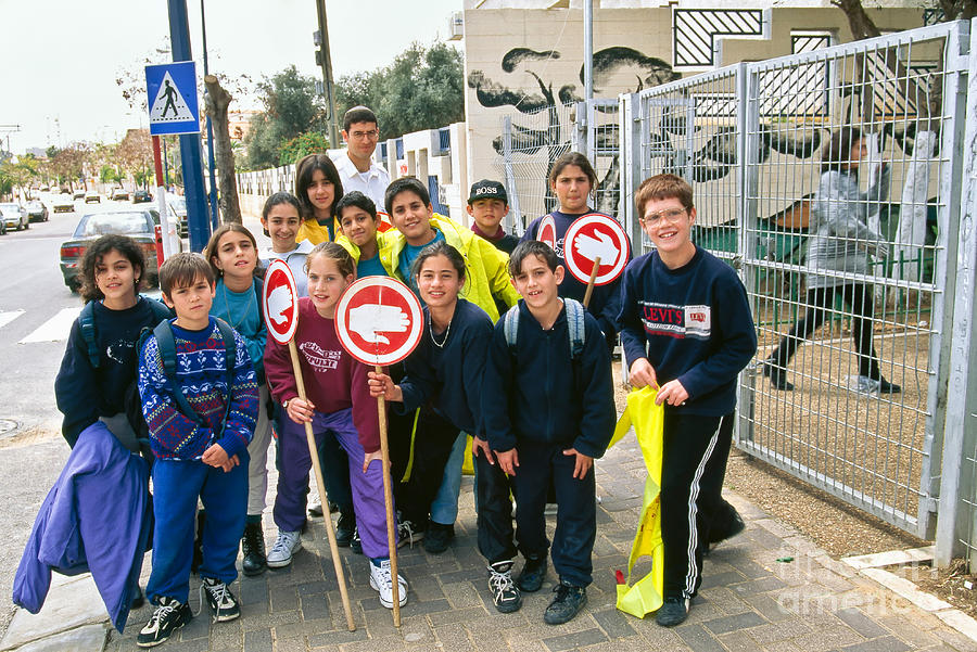 School Children With Crossing Guards Photograph by Inga Spence