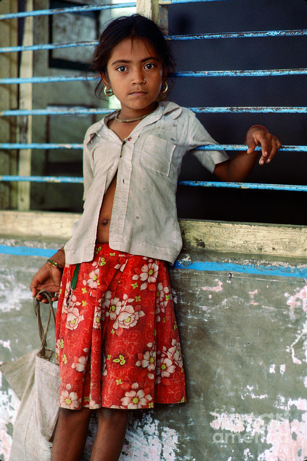 Schoolgirl In India Contemplating Photograph By Wernher Krutein