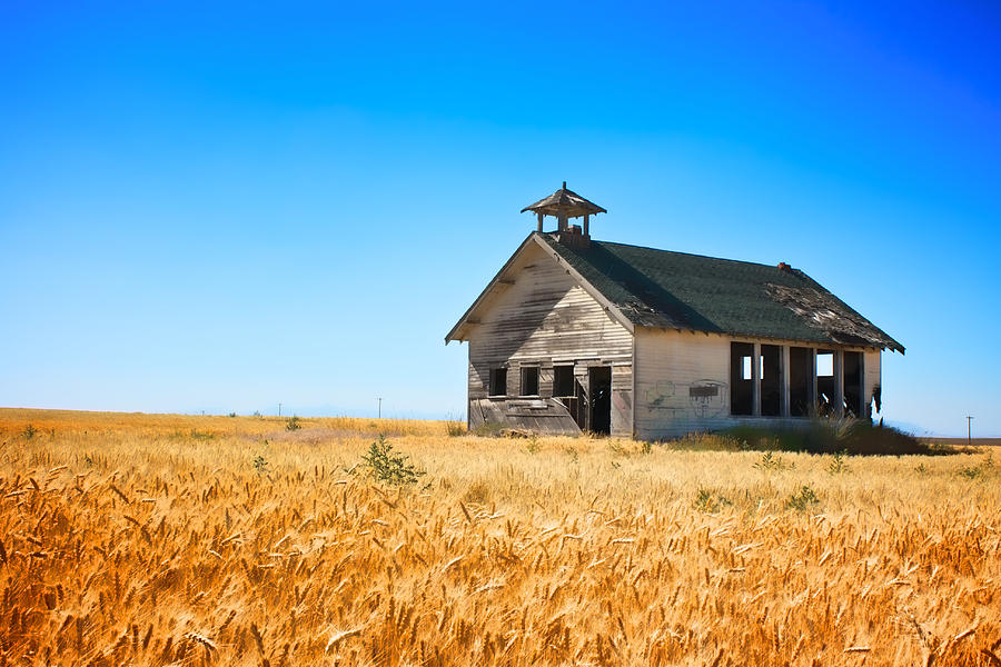 Schoolhouse In The Field Photograph