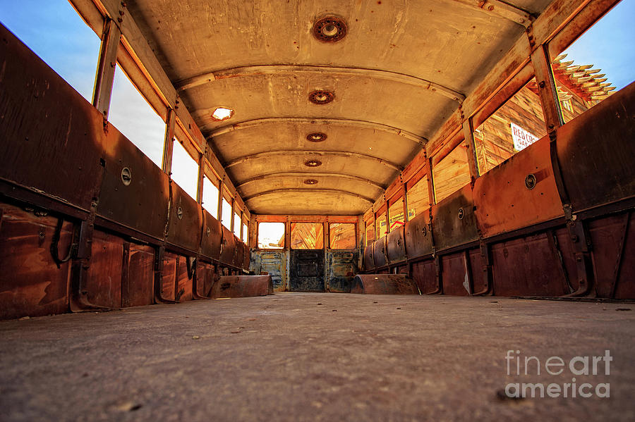 Schools Out - Inside an old school bus Photograph by Edward Fielding