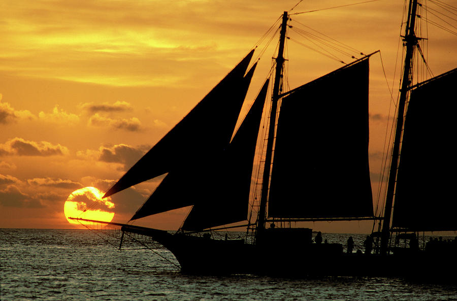Schooner In Key West Sunset Photograph
