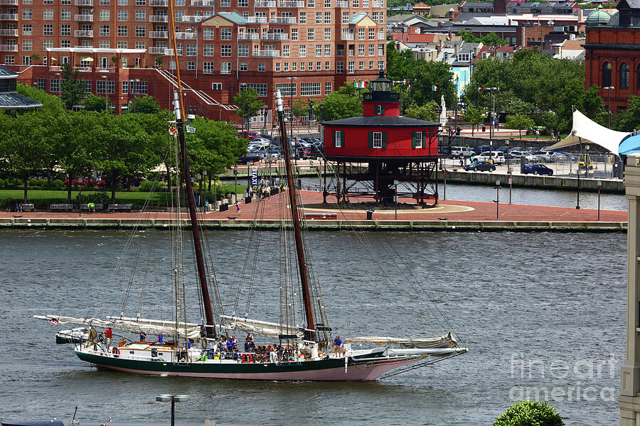 Schooner Lady Maryland leaving Inner Harbor Baltimore Photograph by James Brunker