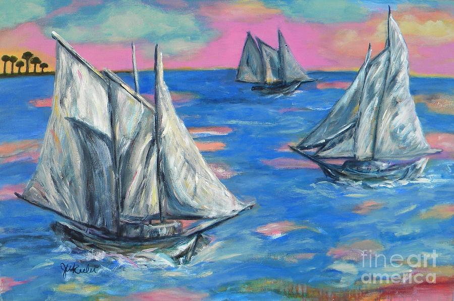 Schooner Seas Painting by JoAnn Wheeler