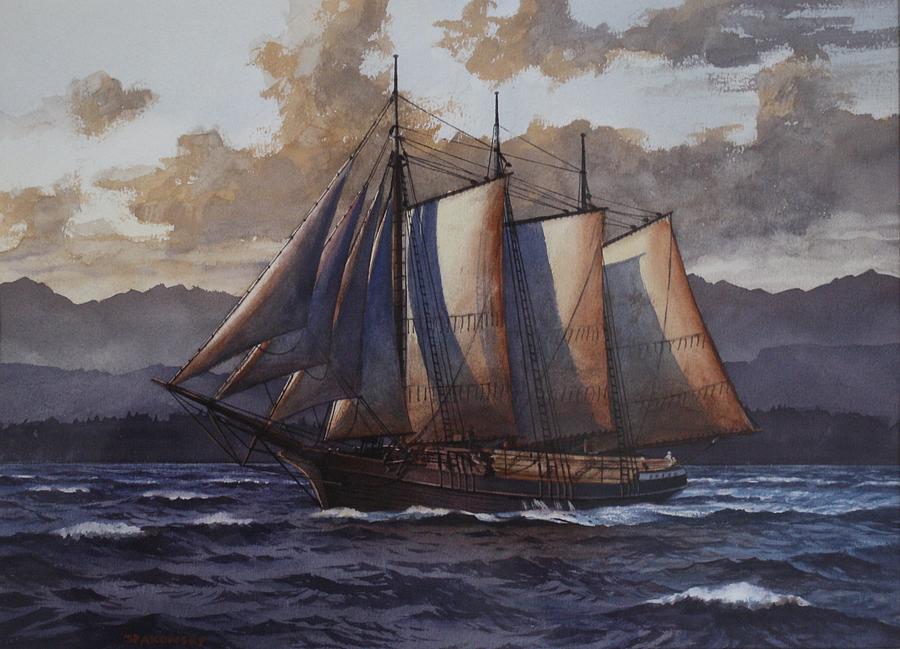 Schooner Wawona Painting By Michael Spakowsky