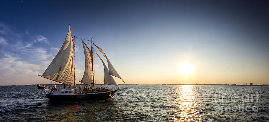 Yacht Photograph - Schooner Welcome Sunset Charleston SC by Dustin K Ryan